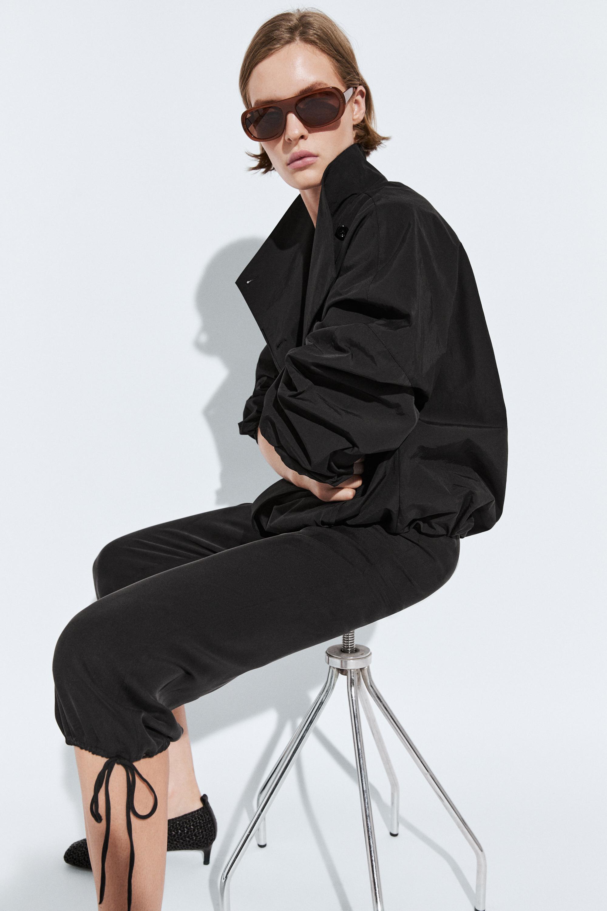 Cotton blend technical jacket with side button